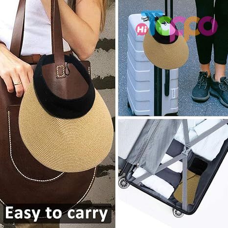  Summer UV Protection Foldable Packale Wide Brim Women Straw Sun Visor Hat 