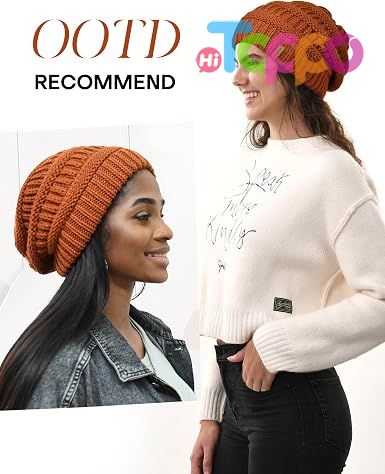 Womens Winter Knit Slouchy Beanie Hat Warm Knitted Skull Ski Cap Hats for Women