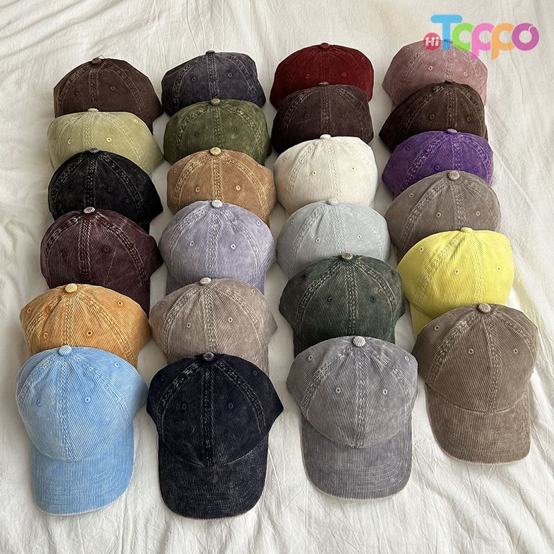Custom Washed Corduroy Baseball Caps with Embroidery Logo