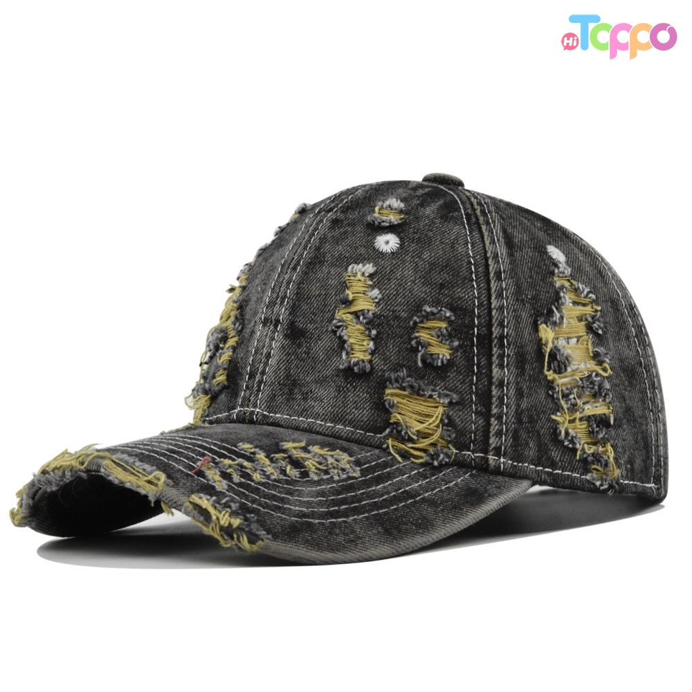 Custom Comfortable Washed Denim Frayed Baseball Cap