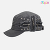 Custom Grunge Punk Vintage Rivet Washed Flat Top Cap Niche Retro Beret Big Head Distressed Look Cap