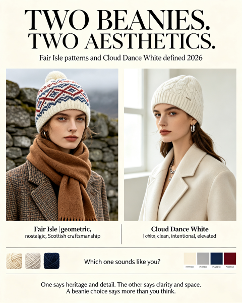 Fair Isle vs. Cloud Dance White: The Two Faces of 2026 Beanie Style