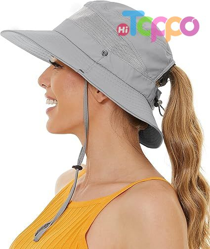 UPF50+ Large Breathable 3.5" Wide Brim Adjustable Beach Bucket Hat