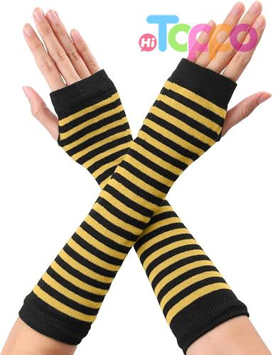 Custom Printed Elbow Length Knitted Arm Warmers Women's Fingerless Gloves 
