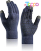 Custom Non-slip Silicone Grip and Elastic Cuff Touch Screen Fingers Warm Fleece Knit Winter Gloves 