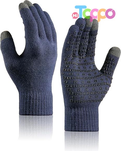 Custom Non-slip Silicone Grip and Elastic Cuff Touch Screen Fingers Warm Fleece Knit Winter Gloves 