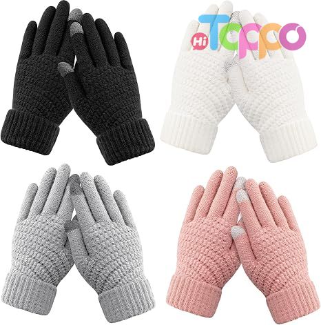 Hot Sale Touchscreen Elastic Cuff Knit Womens Winter Gloves - Warm Soft Winter Gloves | 4 Pairs 