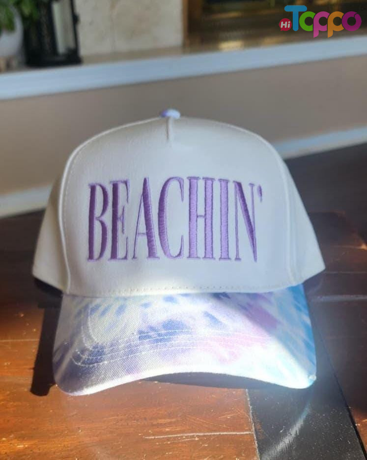 Custom Tie-Dye Brim Cotton Summer Embroidered Beachin Baseball Caps