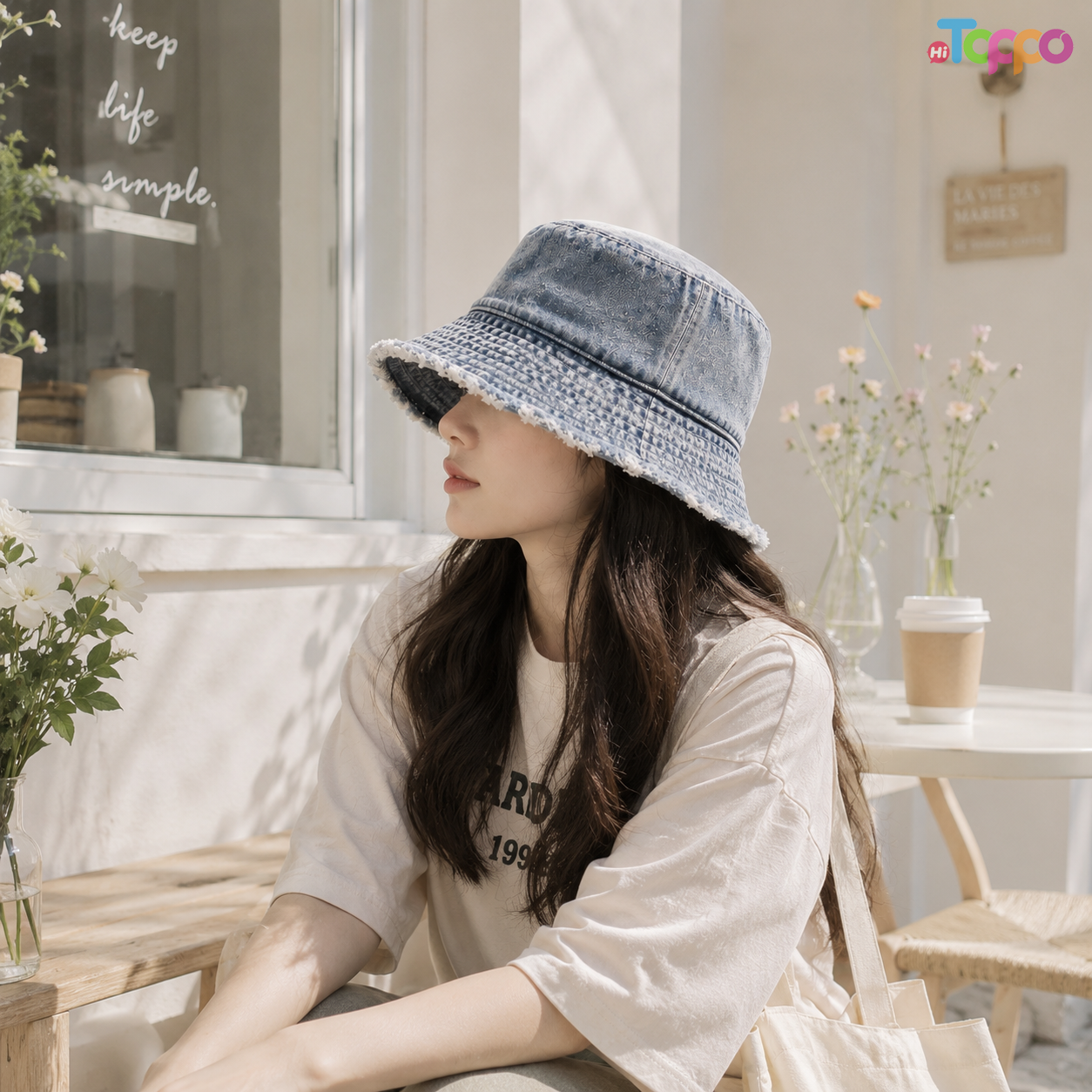 Washed Vintage Denim Bucket Caps