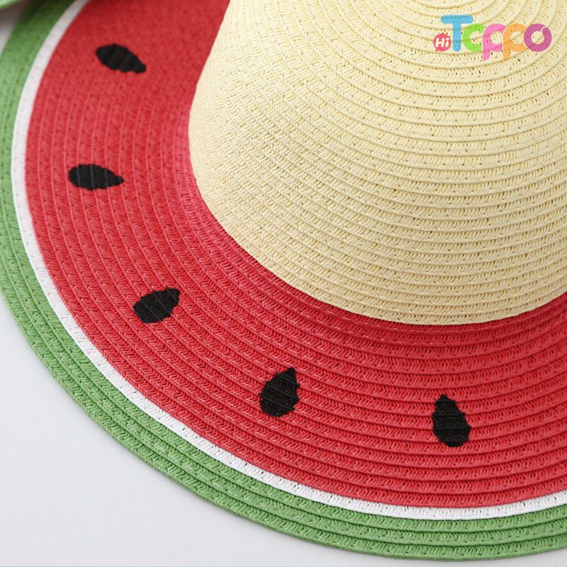 Watermelon Print Straw Hat – Summer Beach Sun Hat