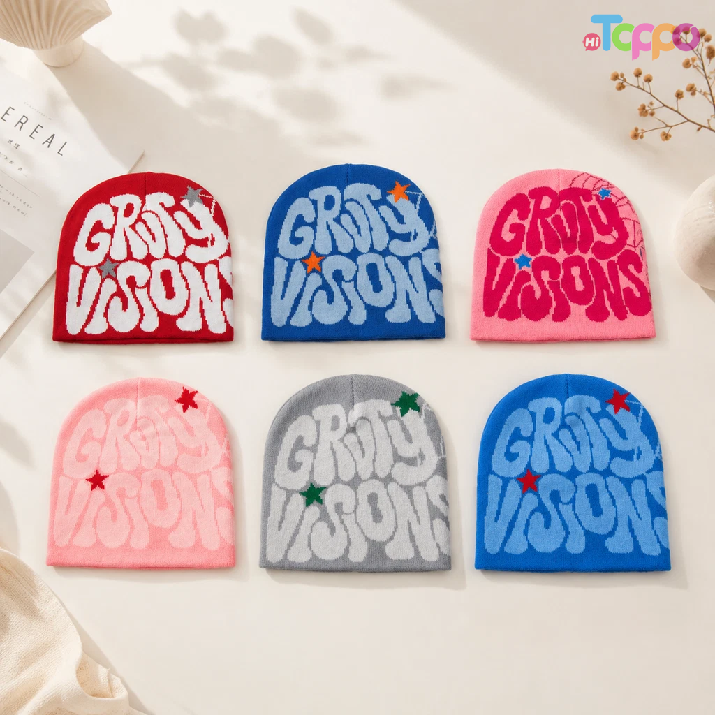 Letter Jacquard Knitted Beanie Hat for Men & Women