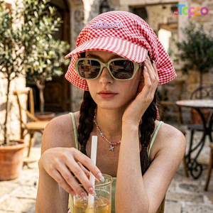 Summer Checkered Printing Bandanas Caps with Embroidery