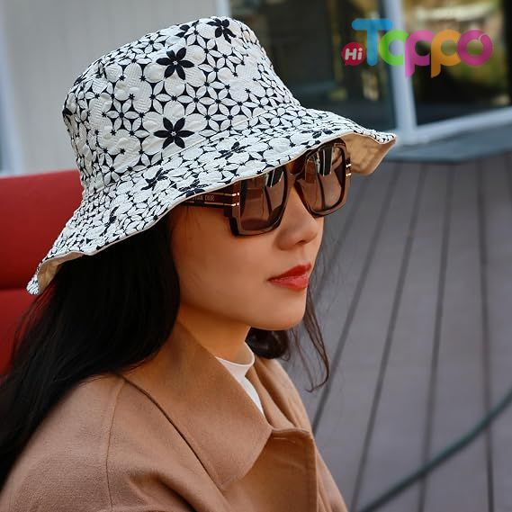 Custom 100% Polyester Classic Flower Design Floral Pattern Bucket Hat for Women 