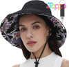 Custom Womens Sun Hats Wide Brim Reversible Bucket Cotton Hat with Hat Clip