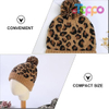  Winter Warm Woolen Yarn Brown Leopard Printed Knitted Beanie