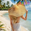 Summer Oversized Extra Large Sun Visor Hat Foldable Wide Brim Roll Up Big Beach Hat 