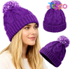 Wholesale Slouchy Chunky Knit Beanie with Pom Pom - Cozy Winter Bobble Hat
