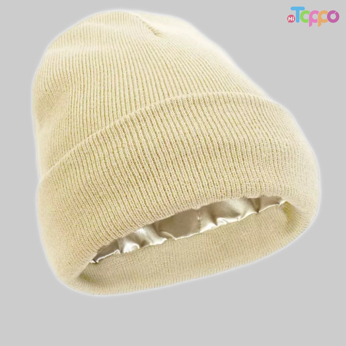 Satin Lined Beanie for Women Men, Double Layer Knitted Cuffed Winter Hat