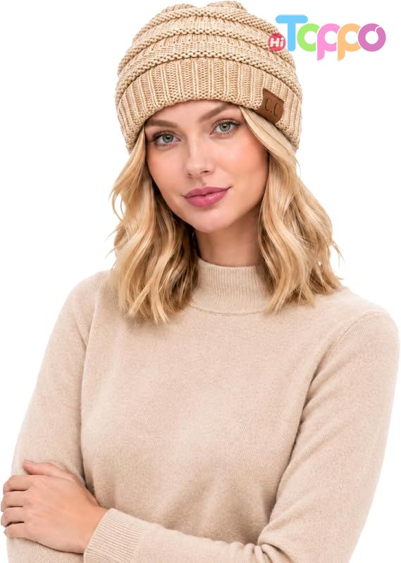 Hot Sale Trendy Warm Chunky Soft Stretch Cable Knit Beanie