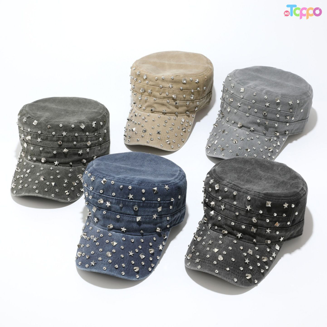 Custom Black Flat-Brimmed Hat with Stars