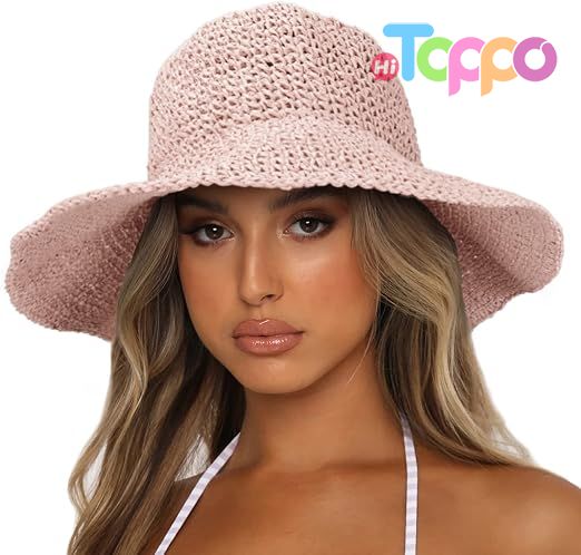 Summer Wide Brim Foldable Travel Straw Hat Sun Beach Hat for Women