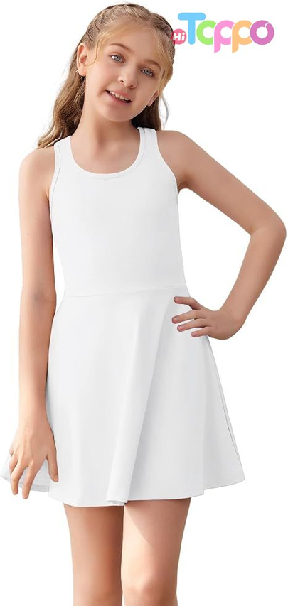 Girls Sleeveless Tennis Athletic Golf Racerback Dress