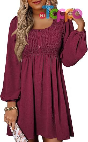 Custom 2026 Casual Long Sleeve Mini Dress for Women 