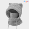 Custom Warm Earflap Hooded Scarf Women's Winter Knit Balaclava Beanie