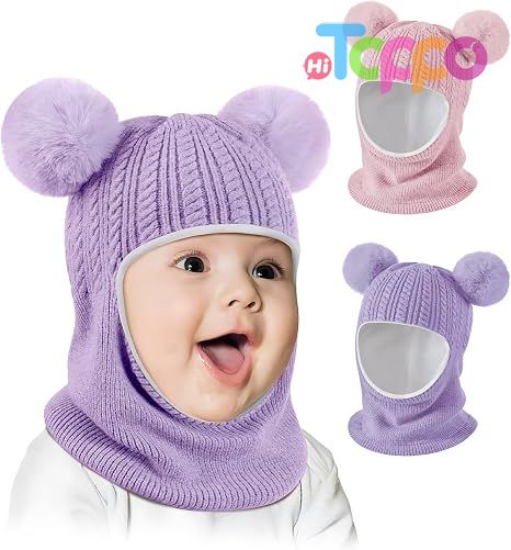 Wholesale Toddler Beanie Hats Girl Boy with Neck Warmer Baby Winter Hat Scarf Set 2 Pack