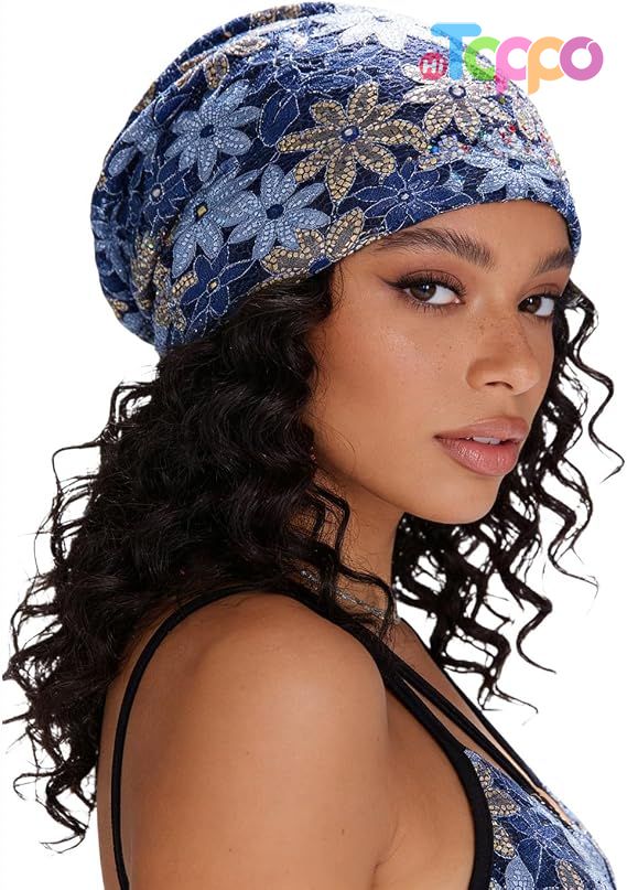  Custom Lightweight Lace Beanie for Women Rhinestone Hat