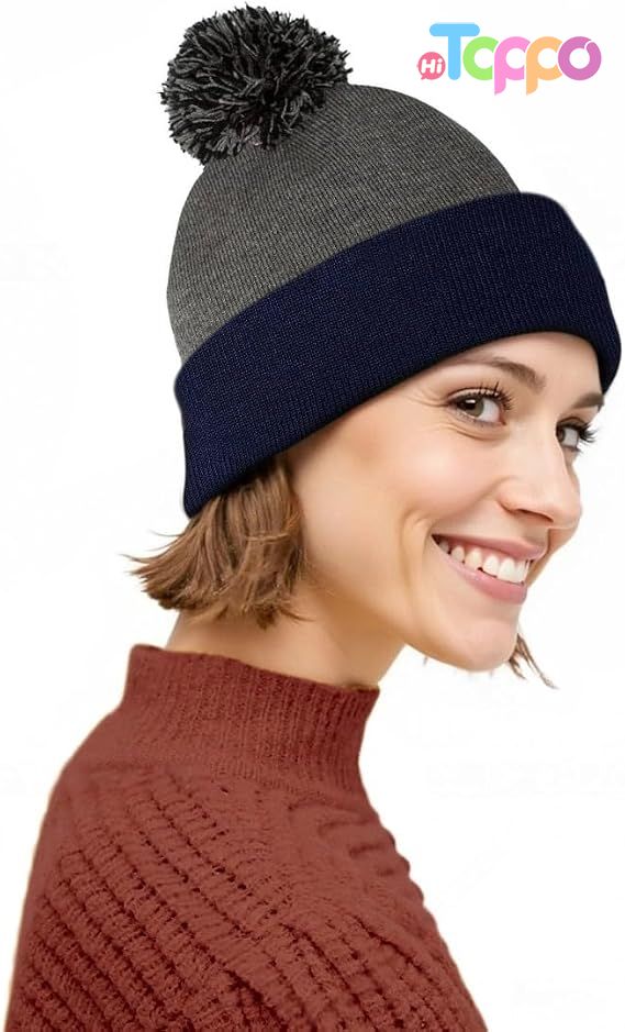 Custom Women Winter Cozy Acrylic Knit Beanie Hat with POM POM