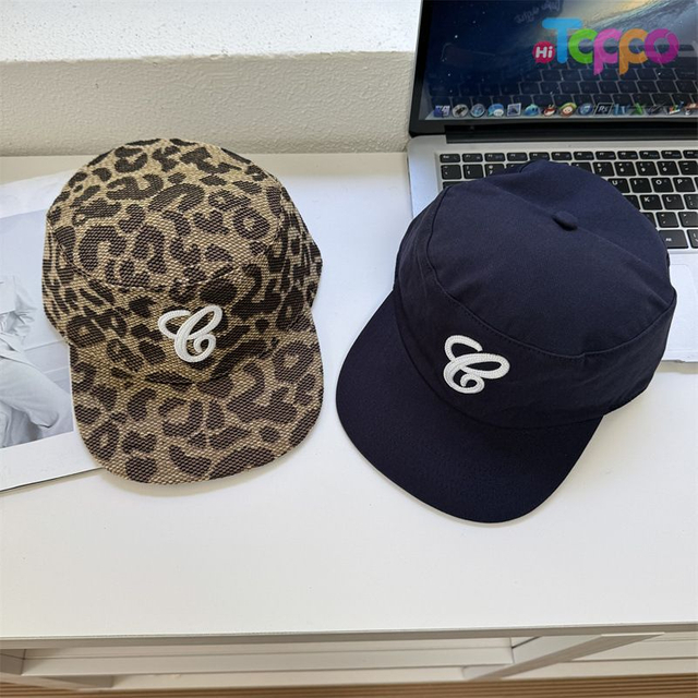 Custom Casual Streetwear Leopard-Print Retro Flat-Top Checkered Letter-Embroidered Flat-Brim Baseball Cap