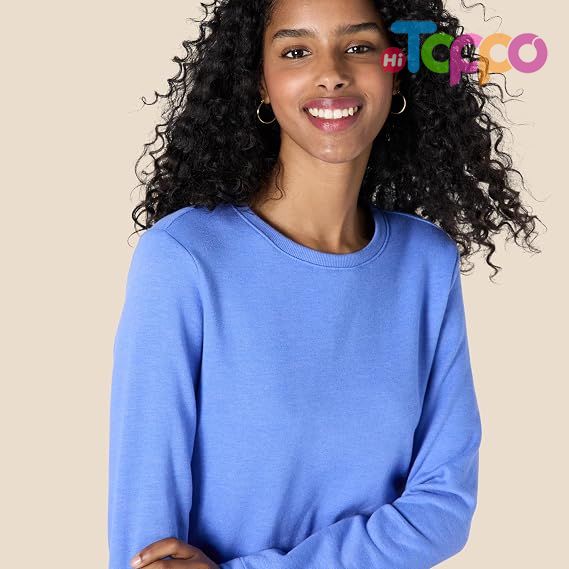Hot Sale Women's Long Sleeve Crewneck Fleece Above-The-Knee Dress with Ribbed Detail