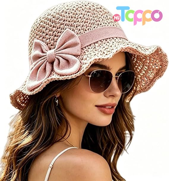 2026 New Crushable Sun Hat with Bow Summer Beach Travel Hat for Women