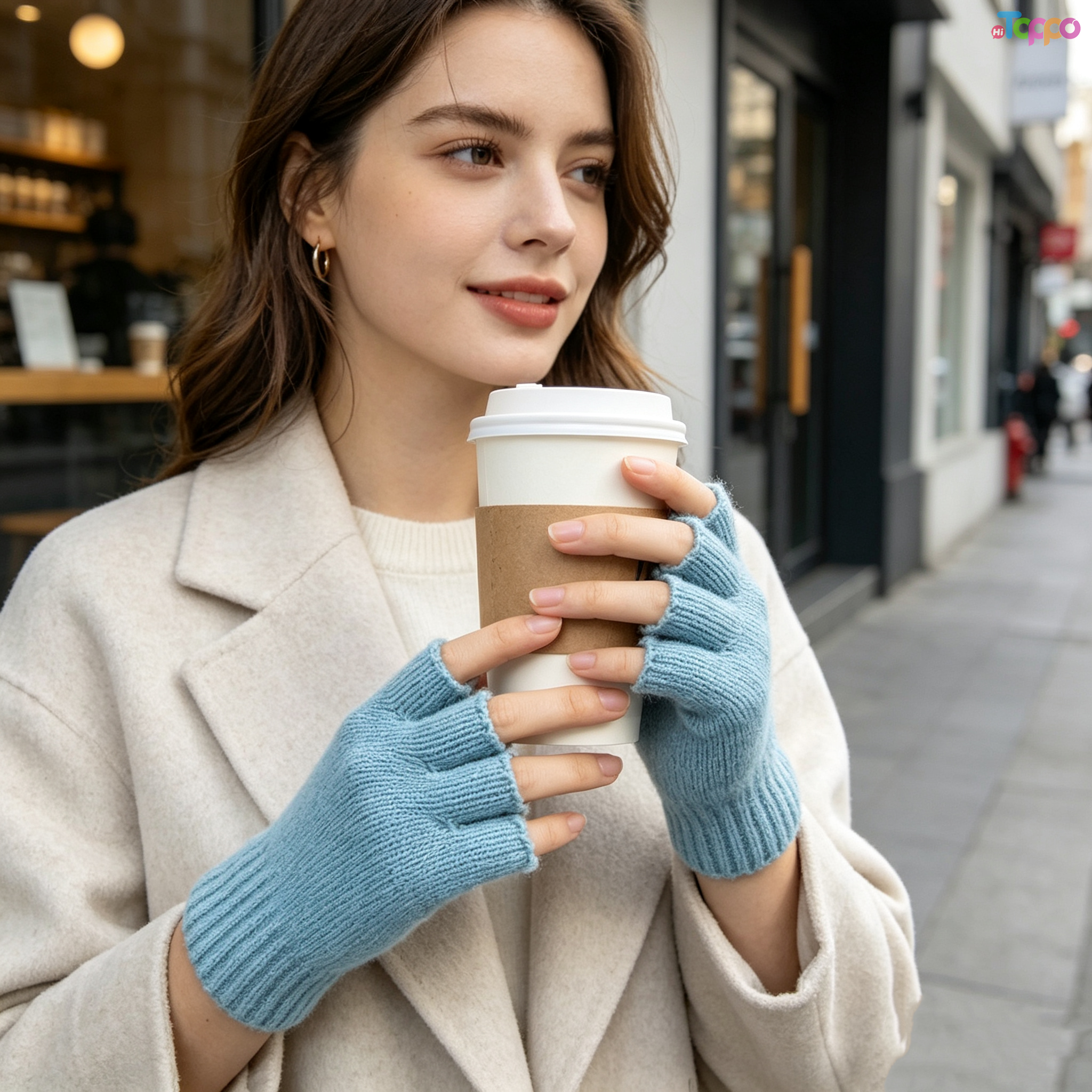 Custom Women's Solid Color Fingerless Gloves Autumn Winter Outdoor Wear