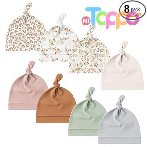 Knot Sleepy Buttery Soft Stretchy Fabric 8 Pack Baby Newborn Hats Beanie Hat for Infant 0-6 Months 