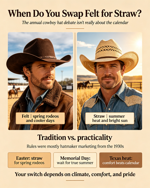 The Great Cowboy Hat Debate: When Do You Really Switch From Felt to Straw?