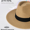 Wide Brim Straw Panama Hat Fedora Summer Beach Sun Hats UPF Straw Hat 