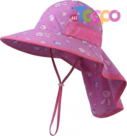 Summer UPF50+ Sun Protection Beach Play Hats with Neck Flap 