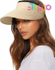 Custom Packable Ponytail Beach Travel UPF 80+ Womens Sun Visor Straw Hat 