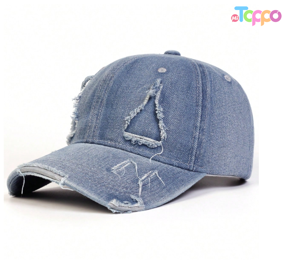 Outdoor Adjustable Sunscreen Leisure Vintage Edge Holes Denim Baseball Cap 