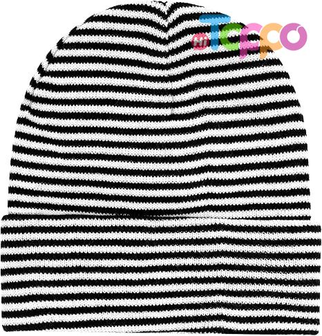 Classical Stripe Unisex Warm Striped Knitted Beanie Hats Slouchy Knit Skull Cap 