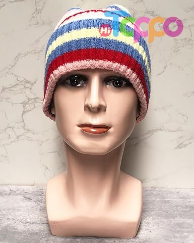 Colorful Striped Beanie Cuffed Winter Soft Rib Knit Hat for Women Men Gift