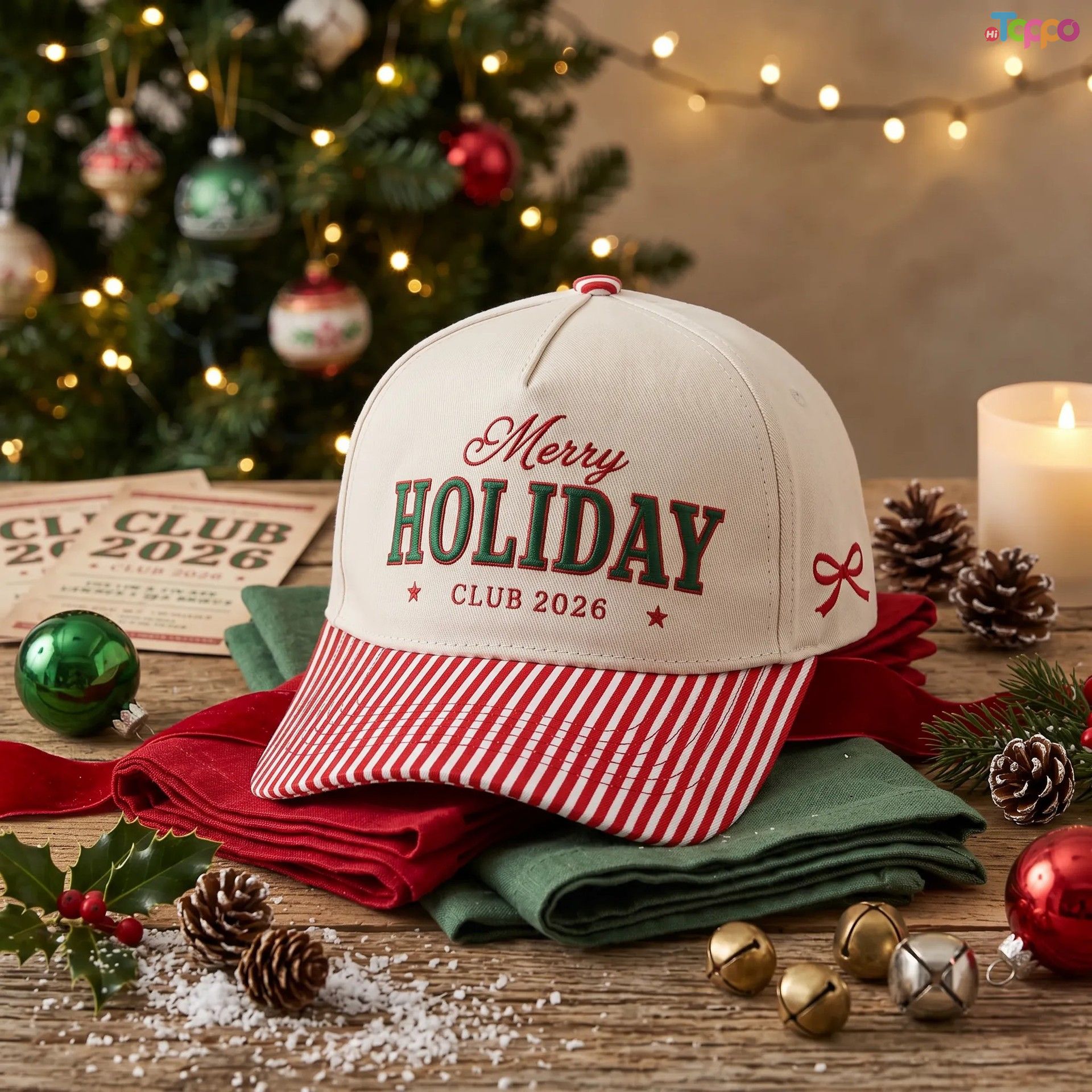 Custom Holiday 5 Panel Baseball Caps with Christmas & Halloween Embroidery Logo