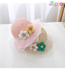Girls Summer Wide Brim Sun Beach Hats WIth Flower