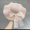 Girls Summer Wide Brim Sun Beach Hats wIth Lace Trim