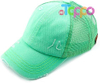  Custom Washed Distressed Cotton Denim Ponytail Hat Adjustable Baseball Cap