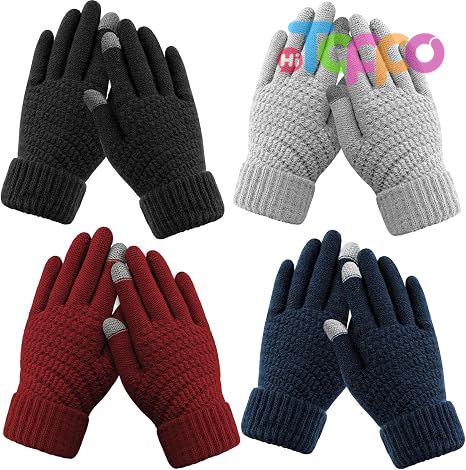 Hot Sale Touchscreen Elastic Cuff Knit Womens Winter Gloves - Warm Soft Winter Gloves | 4 Pairs 