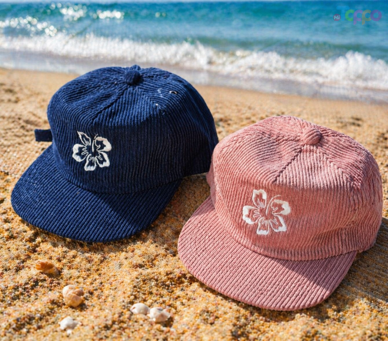 Hawaiian Beach Corduroy Flat Brim Snapback Caps