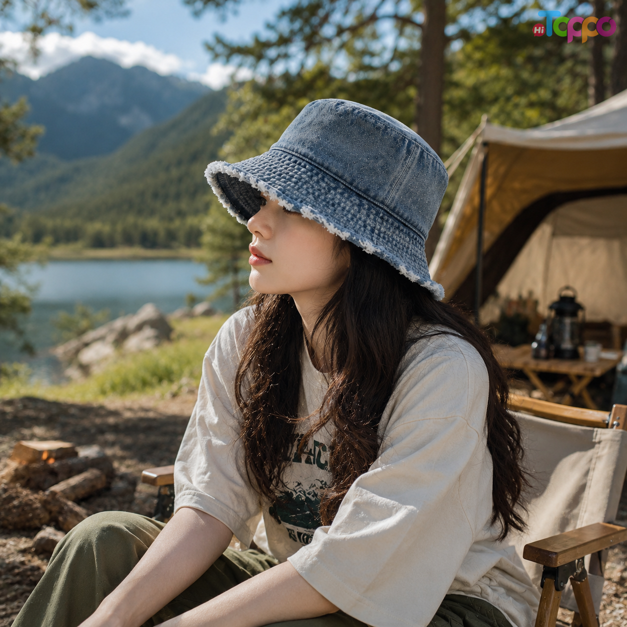Washed Vintage Denim Bucket Caps